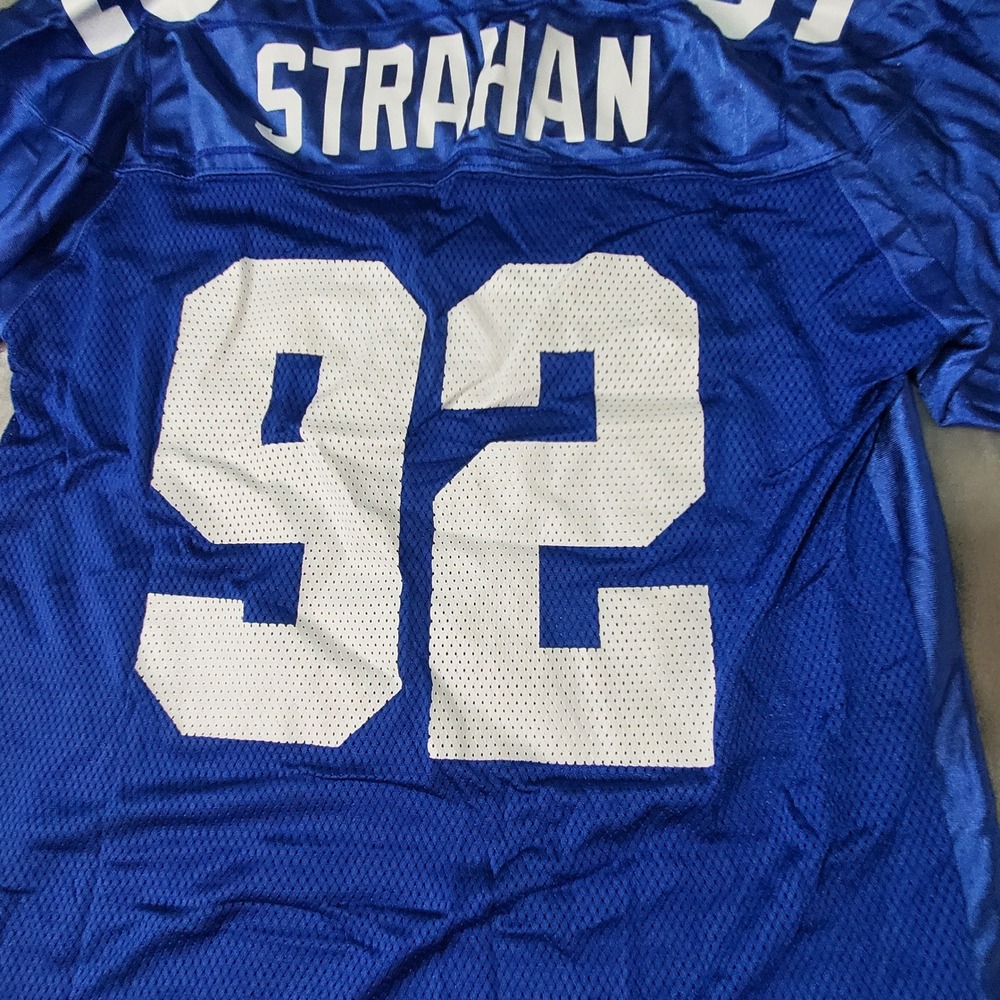 Reebok Michael Strahan New York Giants Jersey 92 Mens Medium Blue NFL Equipment - Picture 6 of 10